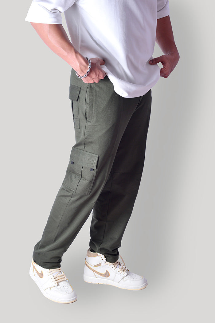 Six Flap Pocket Track Pant Olive Green Solid