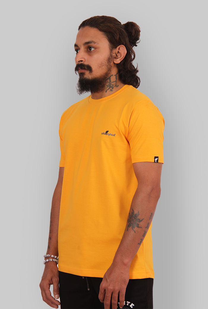 Mustard Color Mens Round Neck Solid T-Shirt