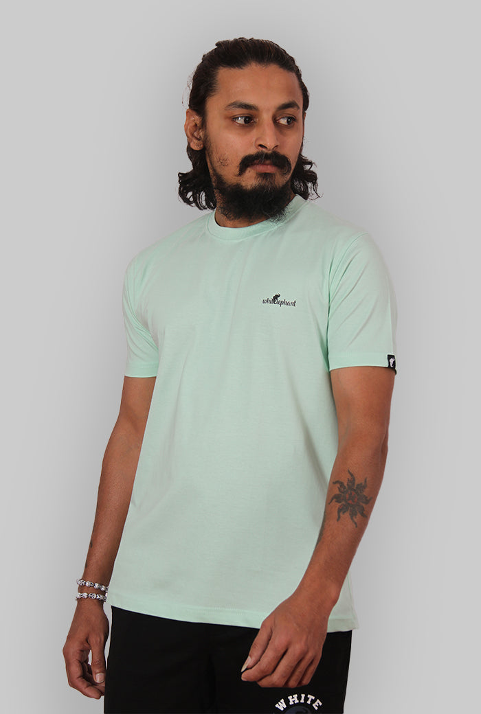 Mint Green Color Mens Round Neck Solid T-Shirt