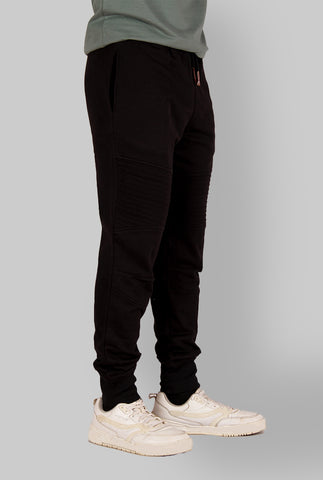 BLACK COLOR JOGGERS WITH PLEATS ON KNEES