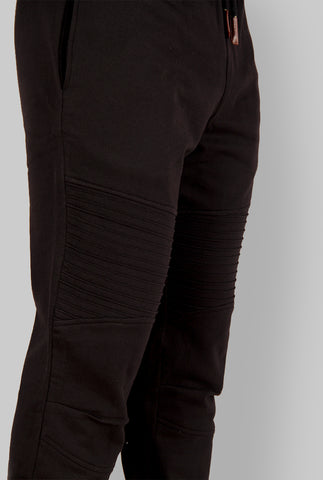 BLACK COLOR JOGGERS WITH PLEATS ON KNEES