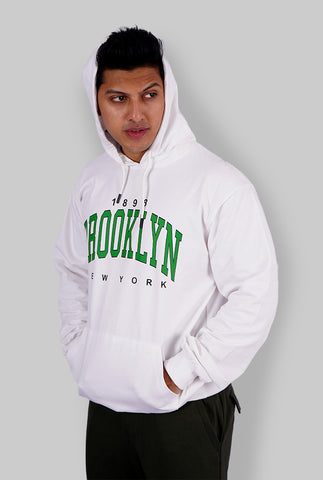 WHITE BROOKLYN PRINTED HOODIE