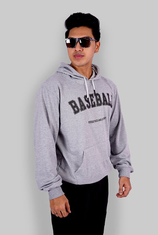 GREY BASEBALL PRINTED HOODIE