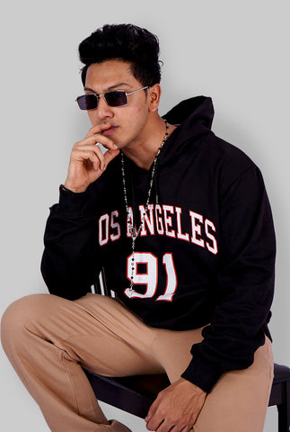 BLACK LOS ANGELES PRINTED HOODIE