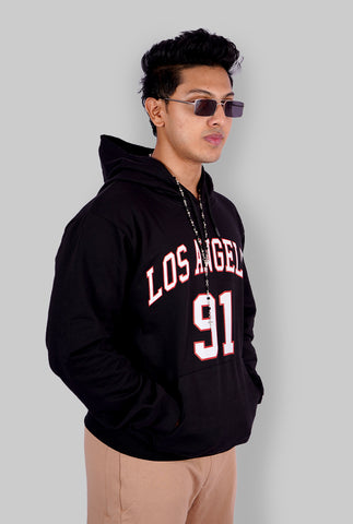 BLACK LOS ANGELES PRINTED HOODIE