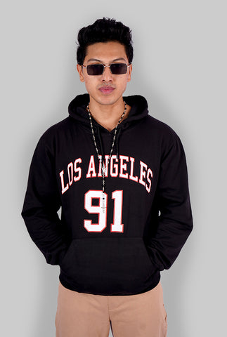 BLACK LOS ANGELES PRINTED HOODIE